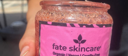 Customer photo of Pink Himalayan Body Scrub™ by Fate Skincare™, one of the original products that helped launch the company in 2013.