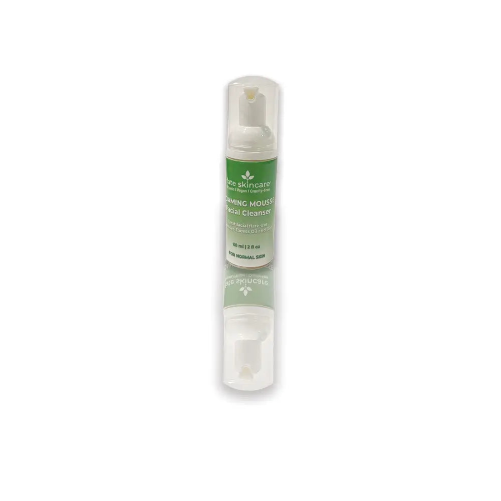 Foaming Mousse Facial Cleanser by Fate Skincare in a 2 oz pump bottle, designed to remove excess oil and impurities while balancing normal skin.