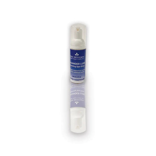 Lavender Luxe Foaming Spa Elixir by Fate Skincare in a 2 oz pump bottle, crafted to cleanse and refresh sensitive skin without dryness.