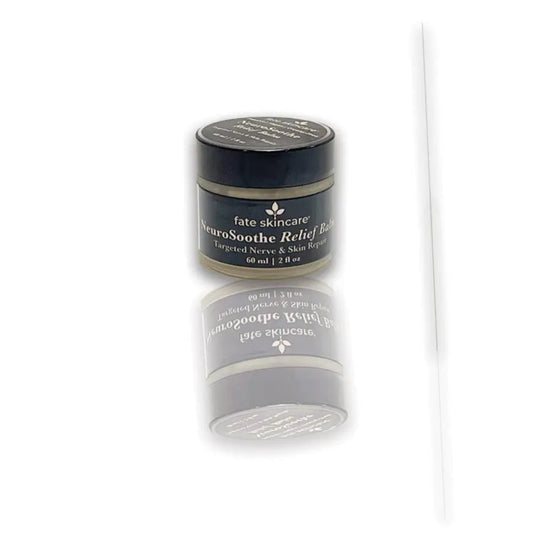 NeuroSoothe Relief Balm™ by Fate Skincare in a 2 oz jar, crafted for targeted nerve relief and skin repair with botanical actives.